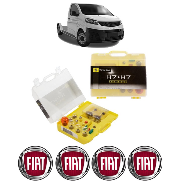 Kit trusa Set becuri H7 compatibila cu FIAT SCUDO Platform/Chassis din 2022-2025, bec far, semnalizare, pozitie, iluminare numar, frana, plafoniera, stop frana
