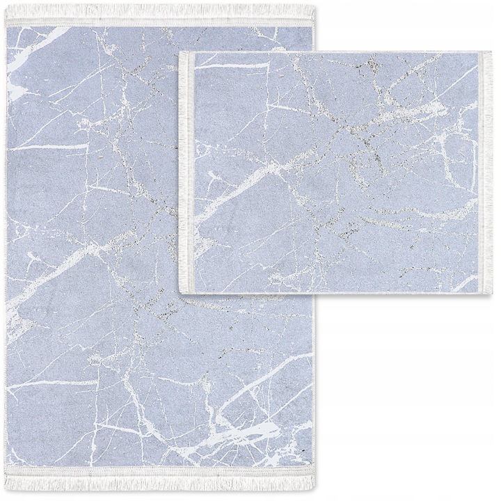 Set 2 Covorase Baie Paris - Decorator Home - Antiderapante, Absorbante, Moale si Lavabile 60x100 cm - Pentru Incalzire Pardoseala Dreptunghi - Argintiu