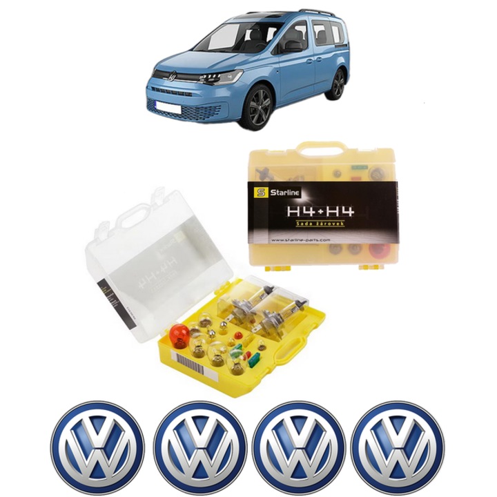 Kit trusa Set becuri H4 compatibila cu Volkswagen CADDY IV Box Body/MPV (SAA, SAH) din 2015-2020, bec far, semnalizare, pozitie, iluminare numar, frana, plafoniera, stop frana