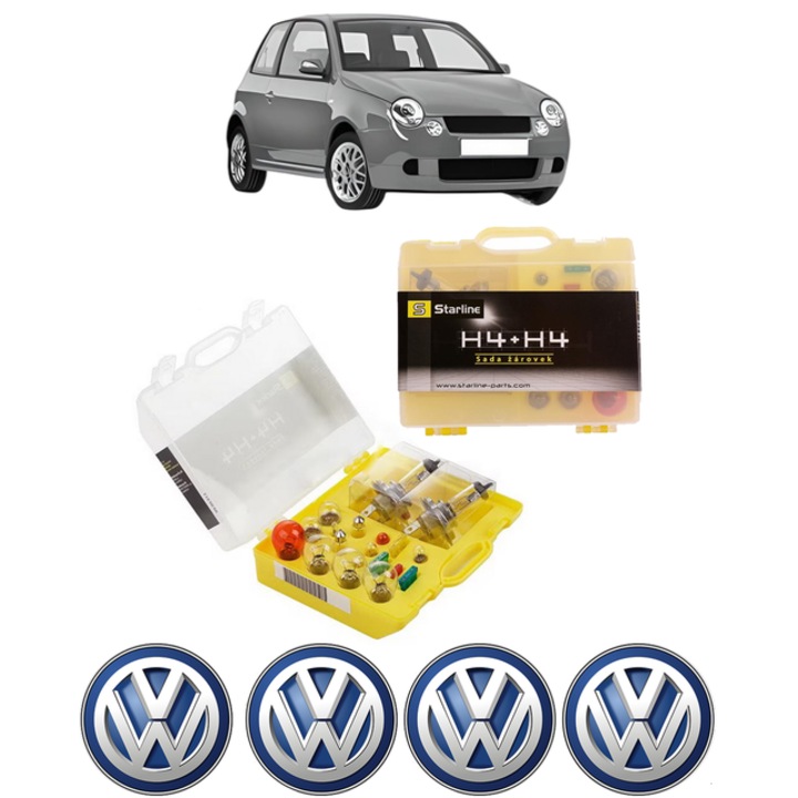 Kit trusa Set becuri H4 compatibila cu Volkswagen LUPO I (6X1, 6E1) din 1998-2005, bec far, semnalizare, pozitie, iluminare numar, frana, plafoniera, stop frana