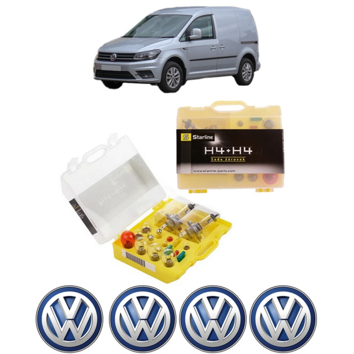 Kit trusa Set becuri H4 compatibila cu Volkswagen CADDY ALLTRACK IV Box Body/MPV (SAA) din 2015-2020, bec far, semnalizare, pozitie, iluminare numar, frana, plafoniera, stop frana