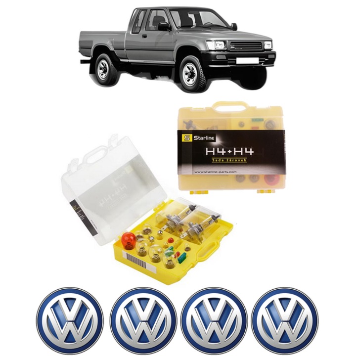 Kit trusa Set becuri H4 compatibila cu Volkswagen TARO din 1989-1997, bec far, semnalizare, pozitie, iluminare numar, frana, plafoniera, stop frana