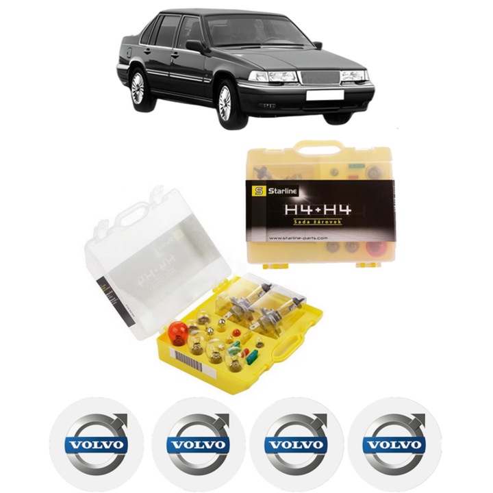 Kit trusa Set becuri H4 compatibila cu VOLVO 960 (964) din 1990-1994, bec far, semnalizare, pozitie, iluminare numar, frana, plafoniera, stop frana