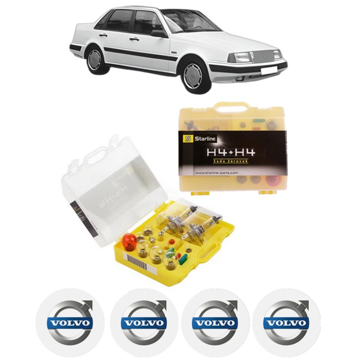 Kit trusa Set becuri H4 compatibila cu VOLVO 460 (464) din 1988-1996, bec far, semnalizare, pozitie, iluminare numar, frana, plafoniera, stop frana