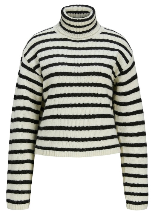 JJXX - Pulover Rosanna cu dungi alb-negru, guler inalt 1155