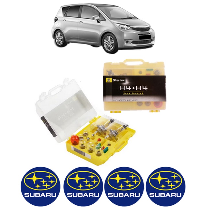 Kit trusa Set becuri H4 compatibila cu SUBARU TREZIA din 2011, bec far, semnalizare, pozitie, iluminare numar, frana, plafoniera, stop frana