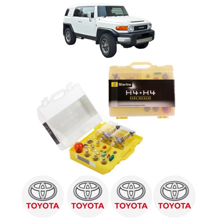 Kit trusa Set becuri H4 compatibila cu TOYOTA FJ CRUISER (GSJ1_) din 2006-2018, bec far, semnalizare, pozitie, iluminare numar, frana, plafoniera, stop frana