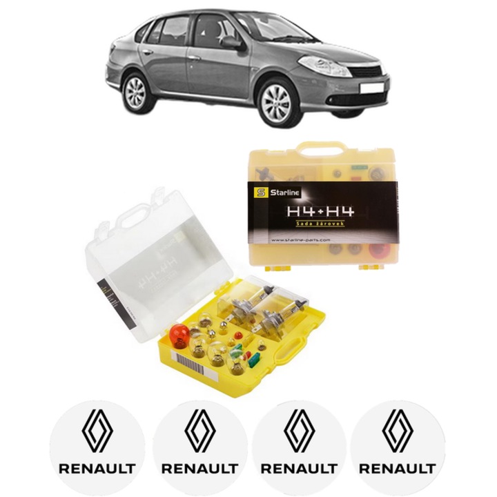Kit trusa Set becuri H4 compatibila cu RENAULT THALIA II (LU_) din 2008-2014, bec far, semnalizare, pozitie, iluminare numar, frana, plafoniera, stop frana
