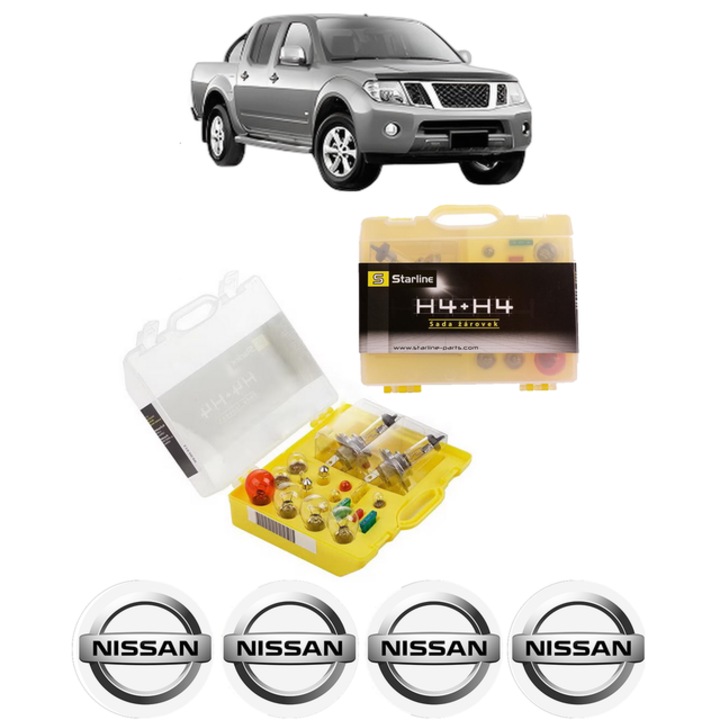 Kit trusa Set becuri H4 compatibila cu NISSAN NAVARA NP300 (D40) din 2004-2016, bec far, semnalizare, pozitie, iluminare numar, frana, plafoniera, stop frana