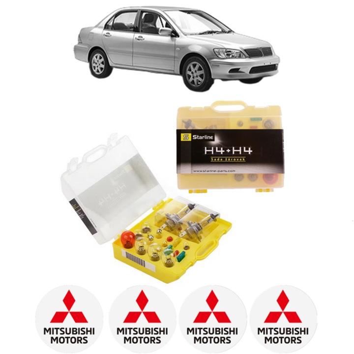 Kit trusa Set becuri H4 compatibila cu MITSUBISHI LANCER VI (CJ_, CP_, CK_) din 1995-2003, bec far, semnalizare, pozitie, iluminare numar, frana, plafoniera, stop frana