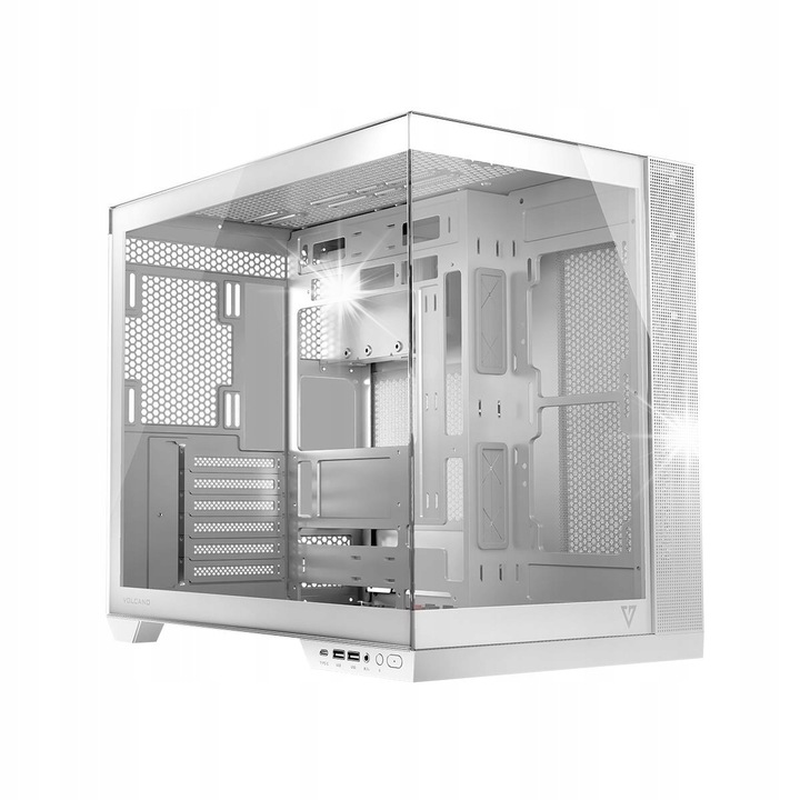 Carcasa Midi Tower Modecom Volcano Panorama APEX ARGB, alb, 3 ventilatoare, 433x259x388mm
