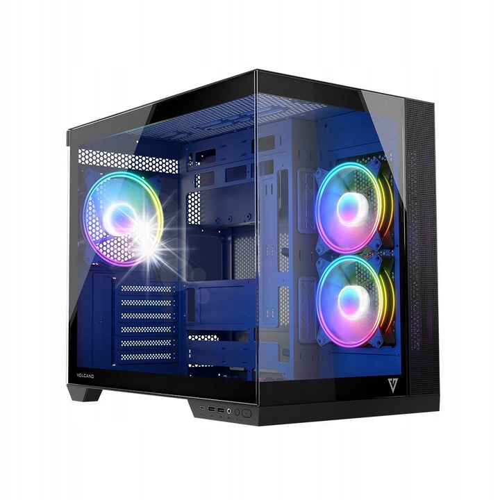Carcasa Midi Tower Modecom BREEZE ARGB FLOW, neagra, 418x230x456mm, 4 ventilatoare, suport ATX/micro-ATX/Mini-ATX