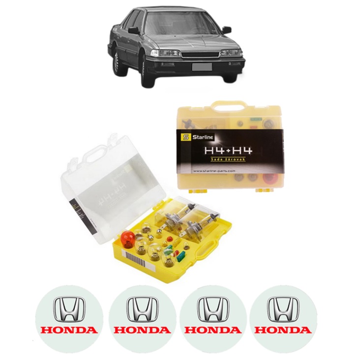 Kit trusa Set becuri H4 compatibila cu HONDA LEGEND I (HS, KA) din 1986-1987, bec far, semnalizare, pozitie, iluminare numar, frana, plafoniera, stop frana