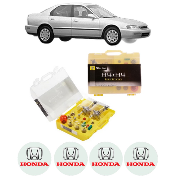 Kit trusa Set becuri H4 compatibila cu HONDA ACCORD V Coupe (CD) din 1993-1998, bec far, semnalizare, pozitie, iluminare numar, frana, plafoniera, stop frana