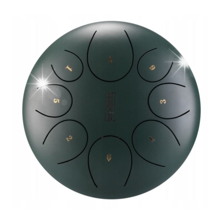 Tobe cu limba set 12", HLURU, 8 tonuri, Mineral Green, включва барабани, транспортна чанта, палки, 4 капачки за пръсти, стикер за скала
