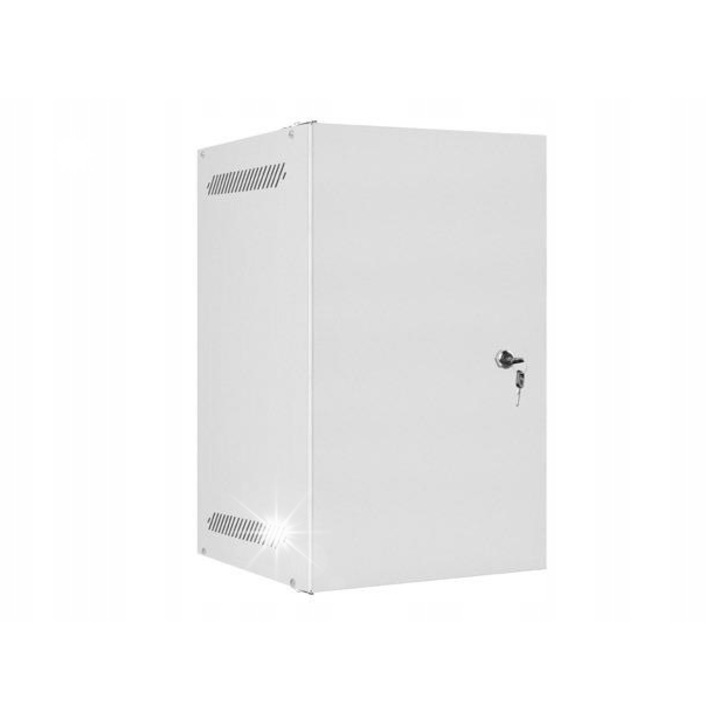 Fém szekrény, 9U, 280x310x469mm, szürke, kiegészítő készlettel