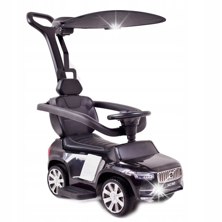 Többfunkciós gyermekautó, Import Super-toys, Volvo XC90, fekete, 5 az 1-ben, hangokkal, 85x42x26cm