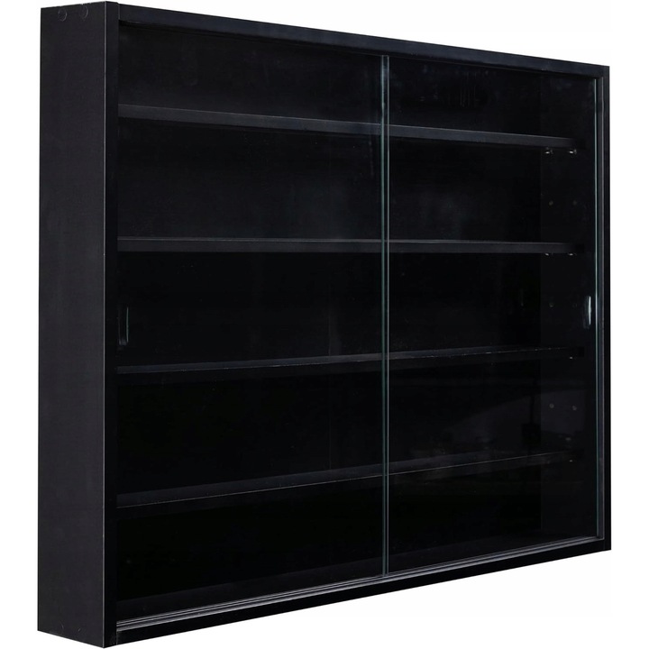 Vitrina, Inter Link, 80x60x9,5cm, negru, material: lemn ingineresc, montare pe perete