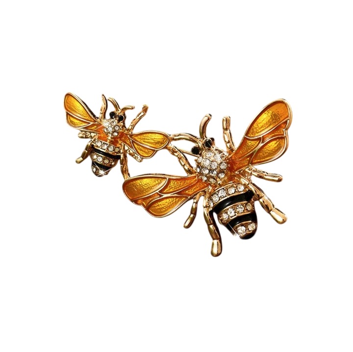 Brosa vintage model Doua Albine, culoarea auriu portocaliu