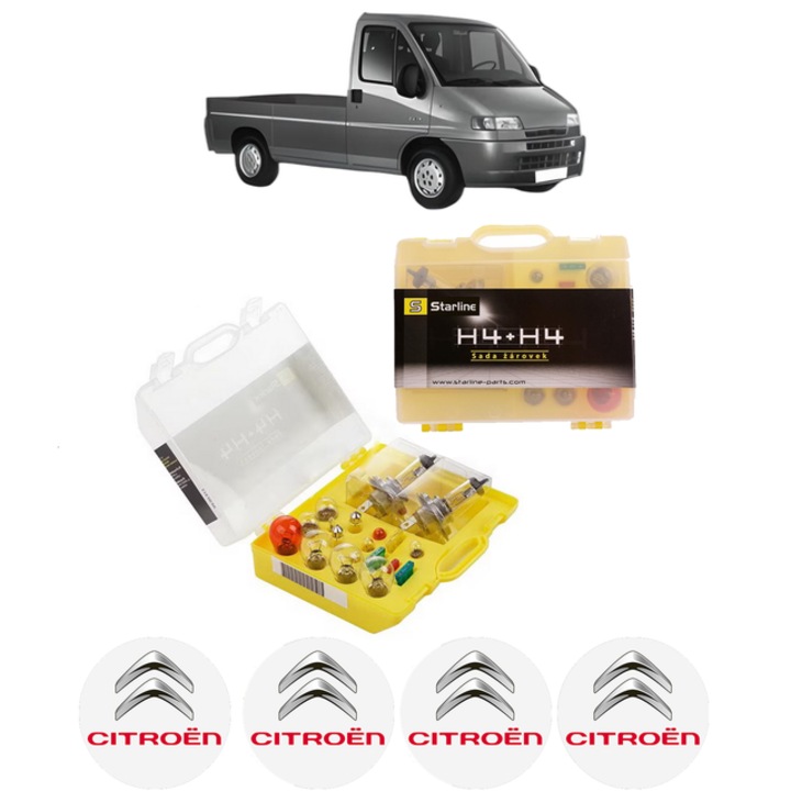 Kit trusa Set becuri H4 compatibila cu CITROEN JUMPER I Platform/Chassis (230) din 1994-2002, bec far, semnalizare, pozitie, iluminare numar, frana, plafoniera, stop frana