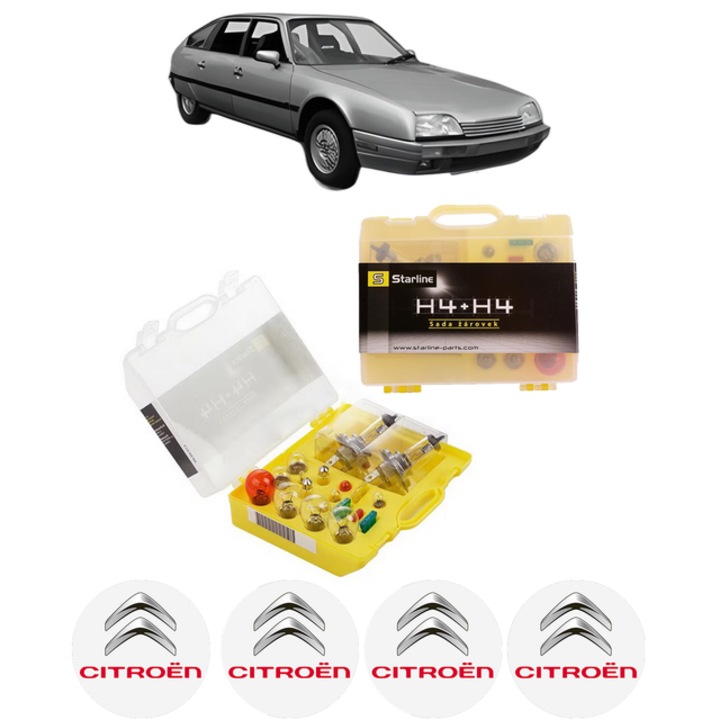 Kit trusa Set becuri H4 compatibila cu CITROEN CX II din 1985-1992, bec far, semnalizare, pozitie, iluminare numar, frana, plafoniera, stop frana