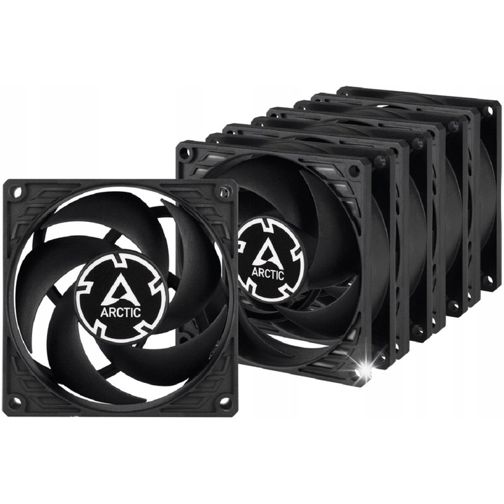 Arctic P8 Silent 80mm ventilátor készlet, 5 db, fekete, 1600 ford./perc, 80x80x25mm