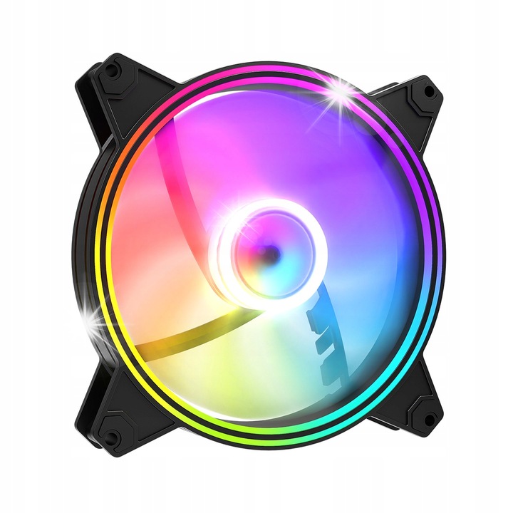 Ventilátor PC 140 mm Modecom Volcano APEX ARGB, ARGB világítás, fekete, 400-1400 RPM
