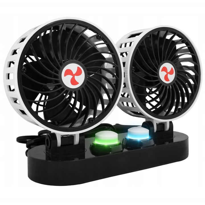 LTC dupla autóventilátor, 12V és 24V, fehér, 2x5 hüvelyk
