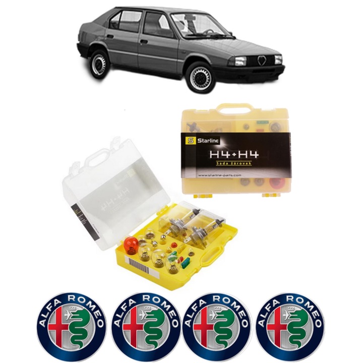 Kit trusa Set becuri H4 compatibila cu ALFA ROMEO 33 (905_) din 1983-1989, bec far, semnalizare, pozitie, iluminare numar, frana, plafoniera, stop frana