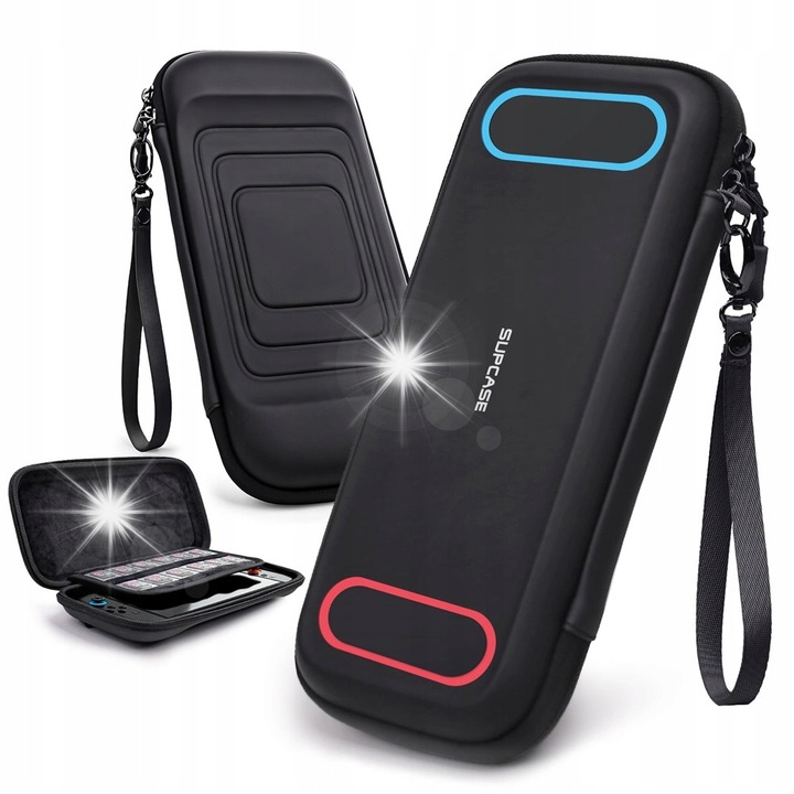 Твърд калъф Supcase Carrying Mini за Nintendo Switch 2, 360° защита, черен, размери 218x122x51mm, комплект