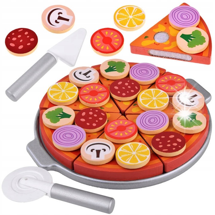 Fa pizzasett, Jokomisiada, 16,5 cm, 27 kiegészítő, többszínű