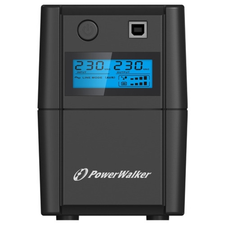 UPS Powerwalker Line-Interactive 650VA, 2x Schuko, RJ11, negru, 143x100x290mm