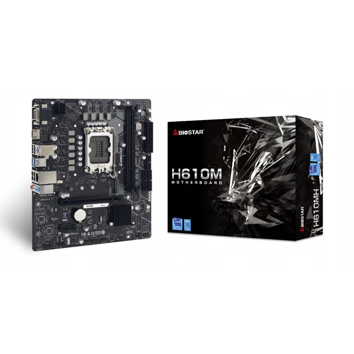 Дънна платка Biostar H610MH Micro ATX, 64GB, черна, 20.8x23.6см