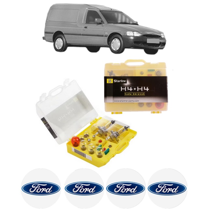 Kit trusa Set becuri H4 compatibila cu FORD ESCORT VI Estate Van (AVL) din 1995-2001, bec far, semnalizare, pozitie, iluminare numar, frana, plafoniera, stop frana