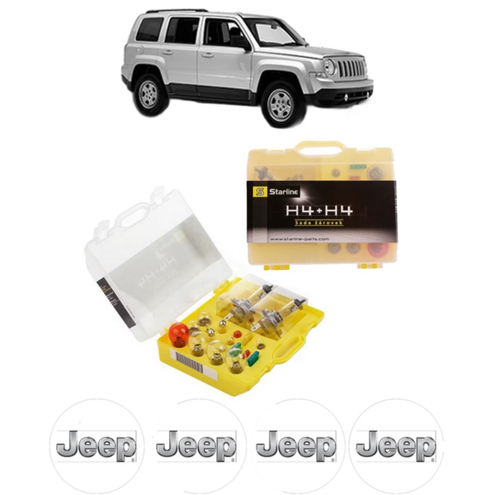 Kit trusa Set becuri H4 compatibila cu JEEP PATRIOT (MK74) din 2007-2017, bec far, semnalizare, pozitie, iluminare numar, frana, plafoniera, stop frana