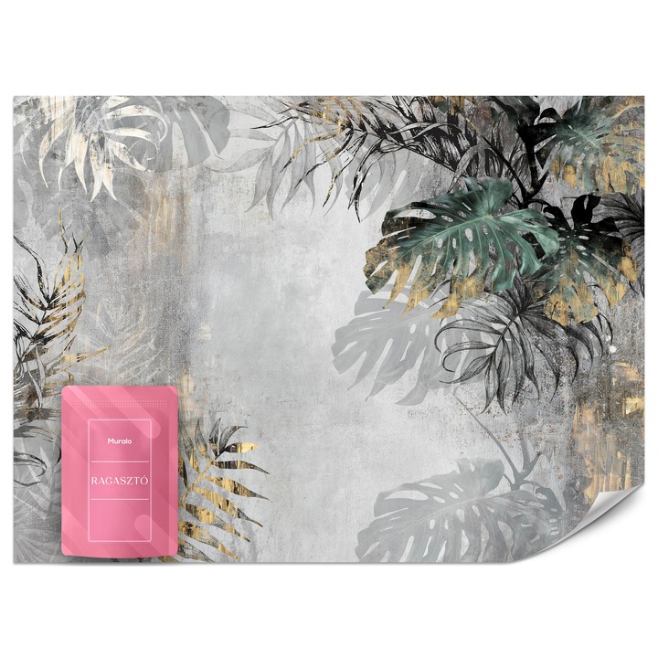 Fotótapéta Muralo Trópusi Levelek Betonon 150x105 Nappali Dekoráció