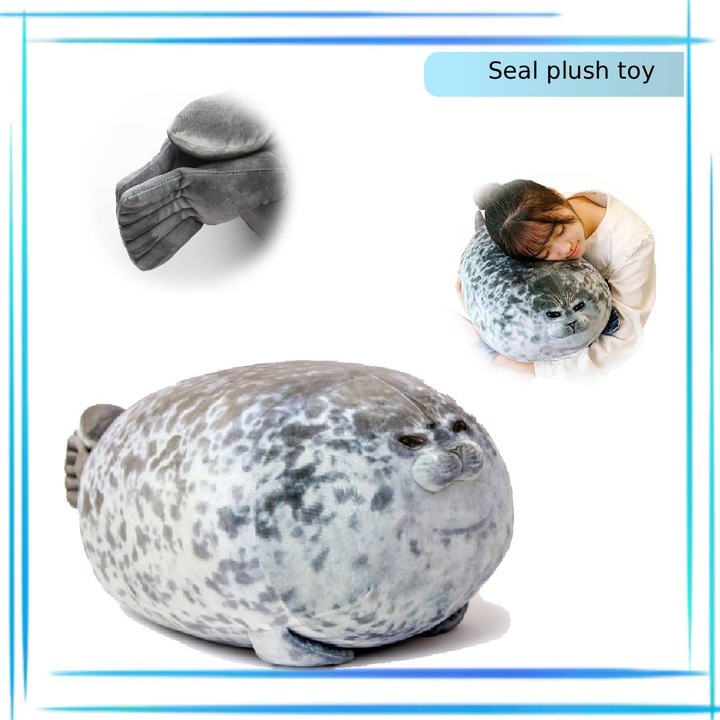 Perna de plus cu foca, jucarie de plus cu tematica oceanica, dimensiune 30 cm, elastica si rezistenta la sifonare, complet sigura pentru copii, fabricata din material non-toxic