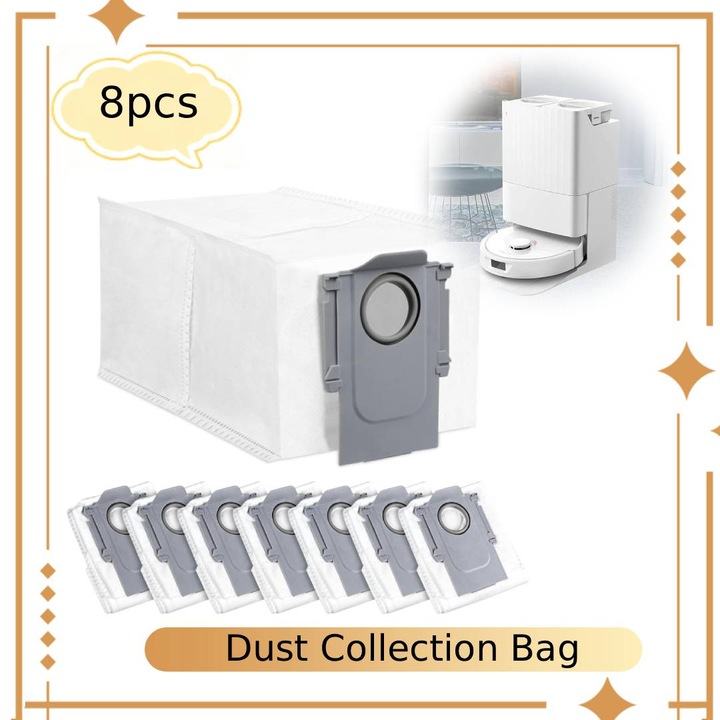 Accesorii pentru aspirator, 8 saci de praf de schimb, compatibili cu Roborock QV 35A/Saros 10/10R/Q Revo/Qrevo S/Qrevo Pro/Qrevo Plus/Qrevo Master/Qrevo Slim/Qrevo Curv/Qrevo Edge/S8 MaxV Ultra