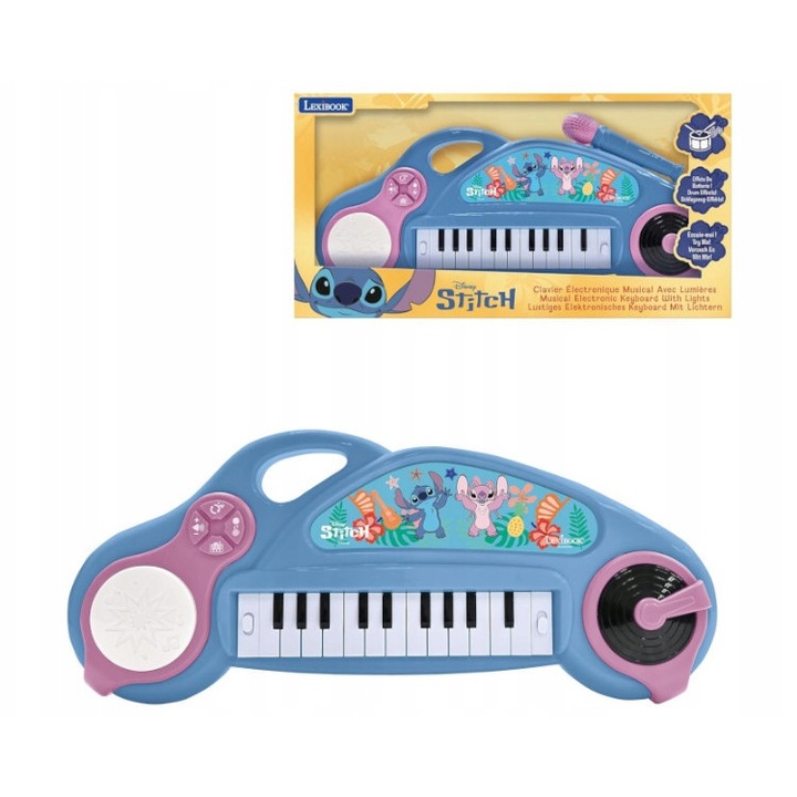 Zeneszerszám gyerekeknek, Lexibook, Disney Stitch, 24 billentyű, 3+ év