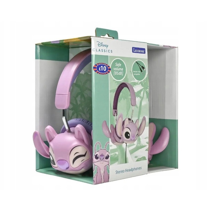 Casti Lexibook Lilo&Stitch Angel, pliabile, cu fir, albastre