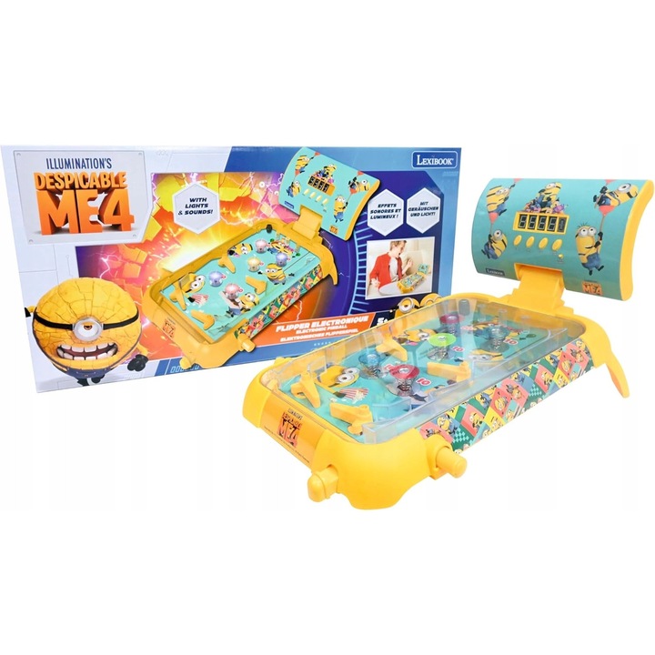 Jucarie interactiva, Minionki, pinball electronic, 4 flipperi, 5 bumperi, multicolor, 1 unitate