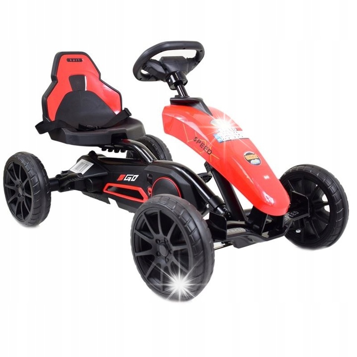 Gyermek gokart, Import Super-toys, AHL-005 modell, piros, fékkel, állítható üléssel, méretei 102x58x60cm