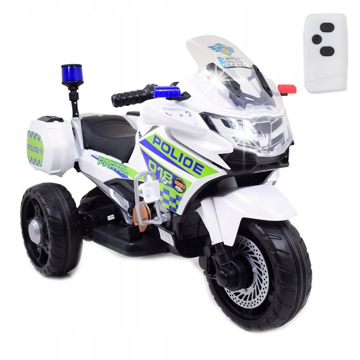 Elektromos motorkerékpár gyerekeknek, NT-5188, fehér, 2 motor, puha kerekek, távirányítóval, Import SUPER-TOYS