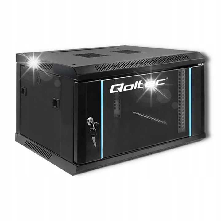 Fém RACK szekrény 6U, 600x370x450mm, fekete, rögzítő tartozékokkal