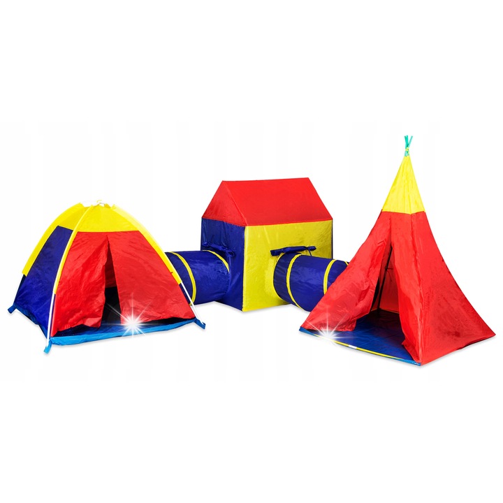 Комплект детски палатки, Iplay, 7 в 1, многоцветен, 100x100x135см, 102x27x95см, 112x112x94см