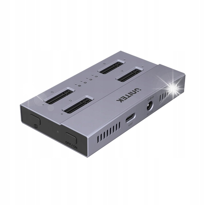 Unitek USB4 4-rekeszes M.2 SSD dokkoló/klónozó állomás, 4 lemez, 40 Gbps átvitel, 5.7x9.8x1.7cm