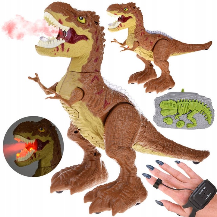 Робот играчка, Jokomisiada, T-rex, 25x14x38см, многоцветен, комплект с RC пилот и сензорен пилот