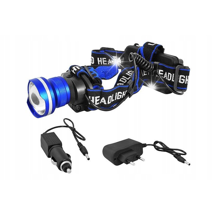 LED челник LTC 8W 600lm, 2 батерии 8600mAh, функция ZOOM, устойчив на пръски