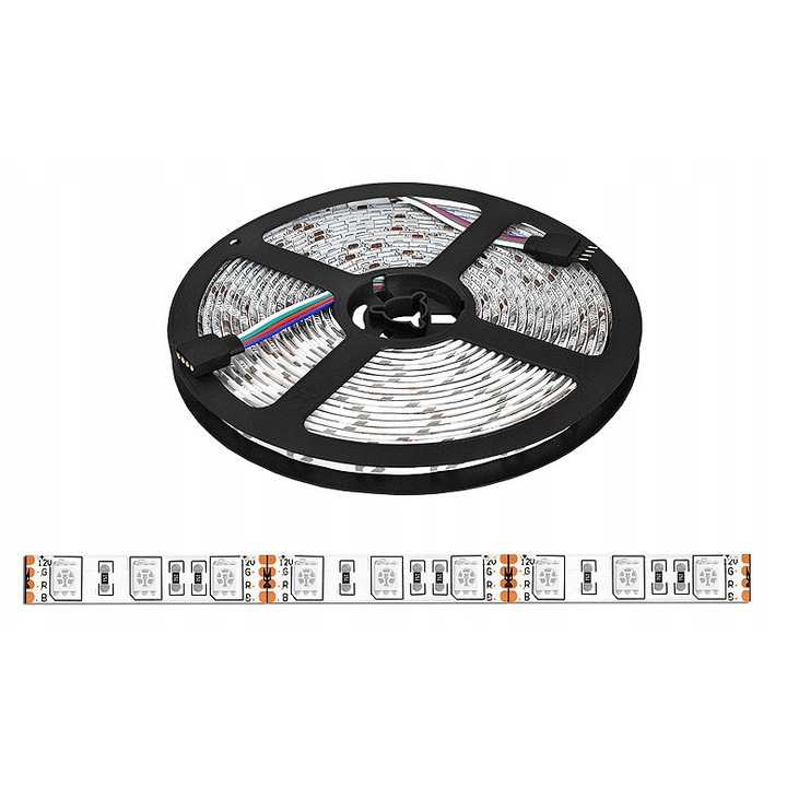 RGB LED лента 5м, 300 LED, водоустойчива, 12V, DC щепсел