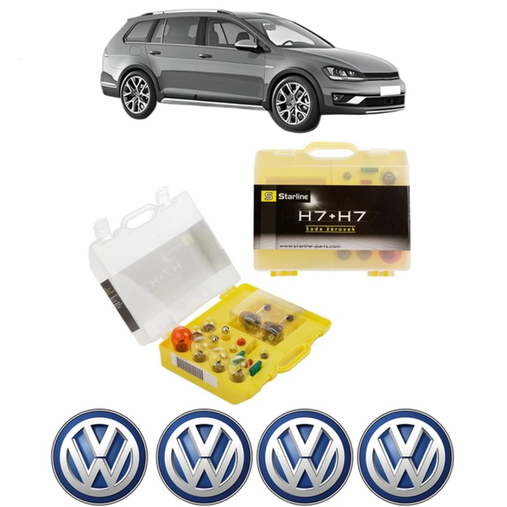 Kit trusa Set becuri H7 compatibila cu Volkswagen GOLF ALLTRACK VII Variant (BA5, BV5) din 2014-2020, bec far, semnalizare, pozitie, iluminare numar, frana, plafoniera, stop frana